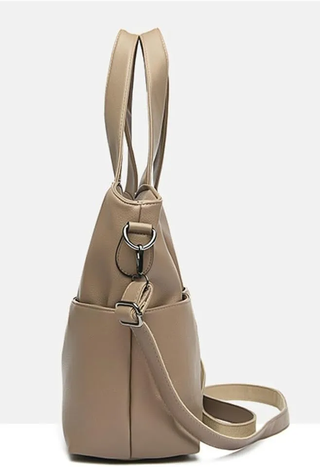 Trendy 2Pcs Tote Bag Women PU Leather 2025 Large Shoulder Crossbosy Bags Satchel Purses Casual Top Handle Handbags