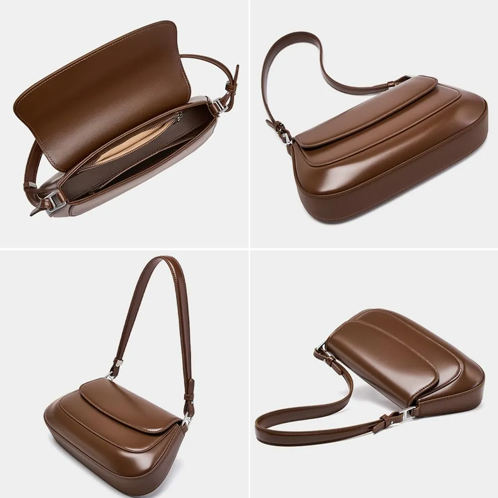 Trendy Genuine Leather Crossbody Bag for Women Small Y2k Tote Purse Shoulder Satchel Ladies Casual Handbags