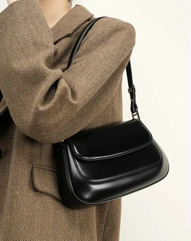Trendy Genuine Leather Crossbody Bag for Women Small Y2k Tote Purse Shoulder Satchel Ladies Casual Handbags