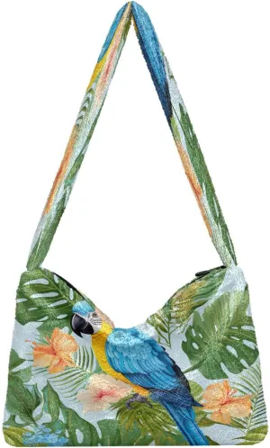 Tropical Leaves on White Women Handbags Shoulder Bag, Handbag Shoulder Bag, Womens Outdoor Bag