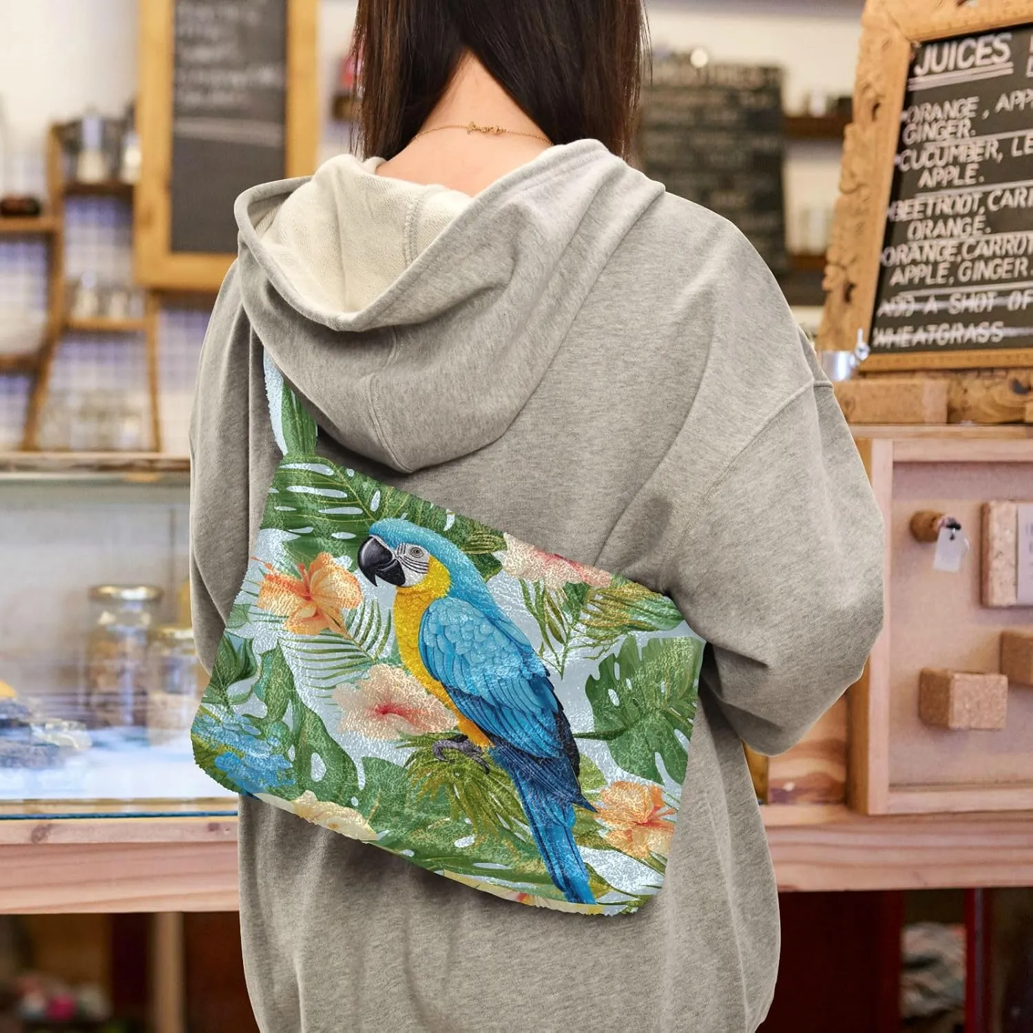 Tropical Leaves on White Women Handbags Shoulder Bag, Handbag Shoulder Bag, Womens Outdoor Bag
