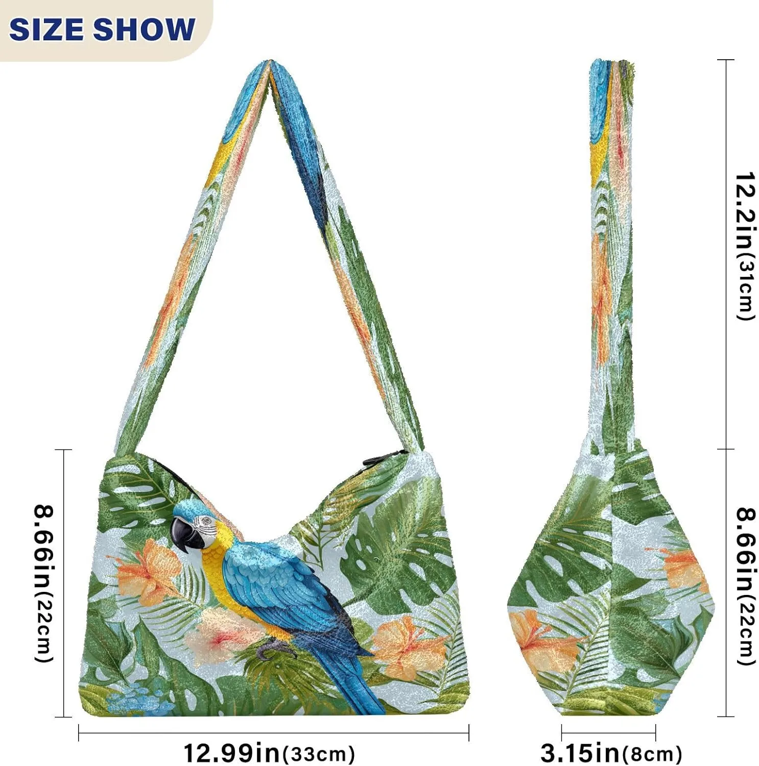 Tropical Leaves on White Women Handbags Shoulder Bag, Handbag Shoulder Bag, Womens Outdoor Bag