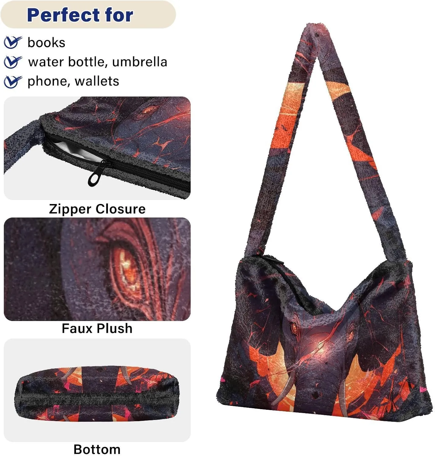 Two Dogs in Driver Seat Shoulder Tote Bag, Tote Bag with Shoulder Strap and Zipper, Lightweight Handbags for Women