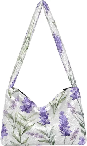 Two Painted Flowers Shoulder Bag, Tote Bag with Zipper and Shoulder Strap, Autumn Handbags