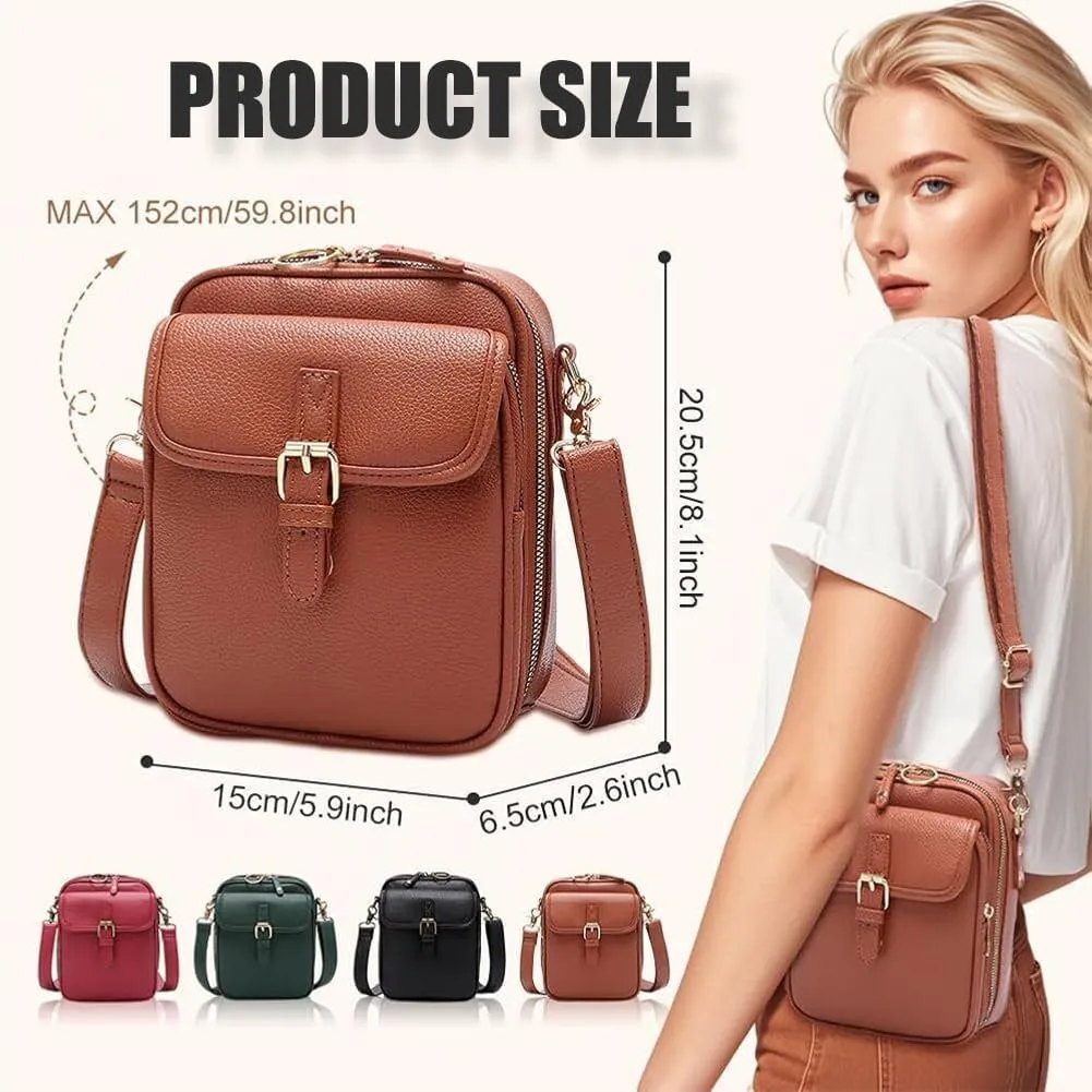 Urvashi Crossbody Leather Bag for Women, Vegan Anti Theft Side Purse Shoulder, Retro Soft Handbags with Built In Wallet