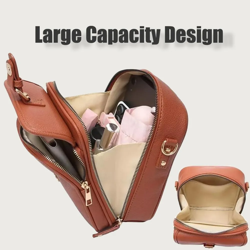 Urvashi Crossbody Leather Bag for Women, Vegan Anti Theft Side Purse Shoulder, Retro Soft Handbags with Built In Wallet