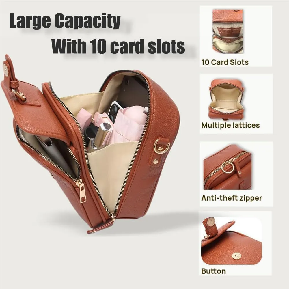 Urvashi Crossbody Leather Bag for Women, Vegan Anti Theft Side Purse Shoulder, Retro Soft Handbags with Built In Wallet