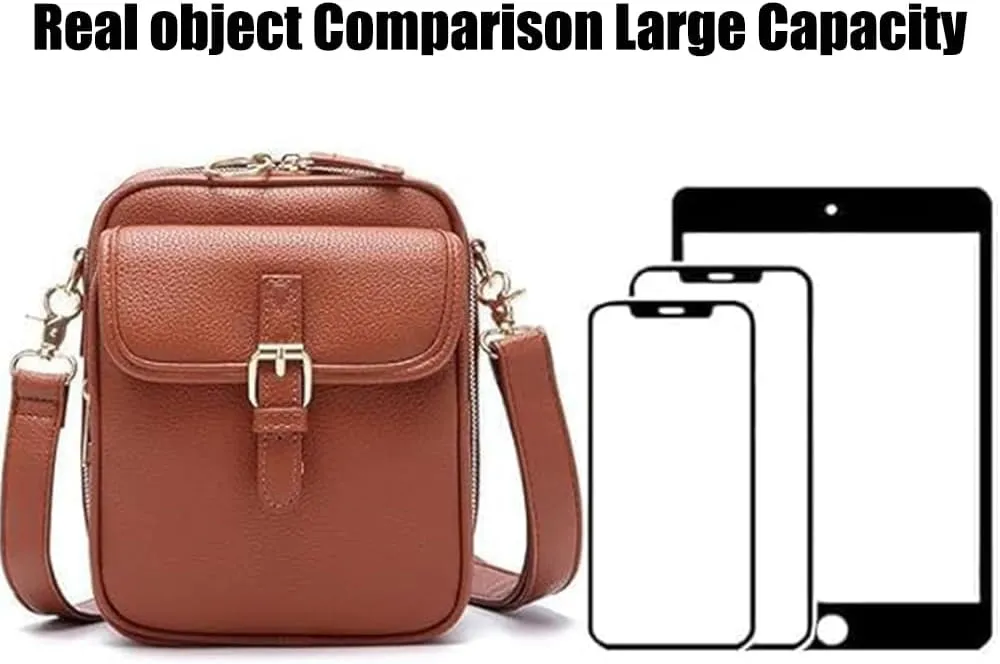 Urvashi Crossbody Leather Bag for Women, Vegan Anti Theft Side Purse Shoulder, Retro Soft Handbags with Built In Wallet
