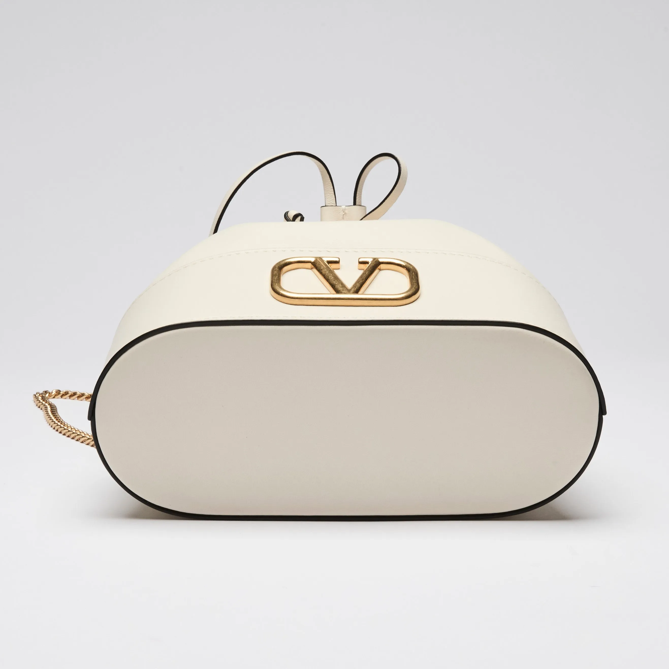 Valentino White Nappa Leather VLogo Mini Bucket Bag