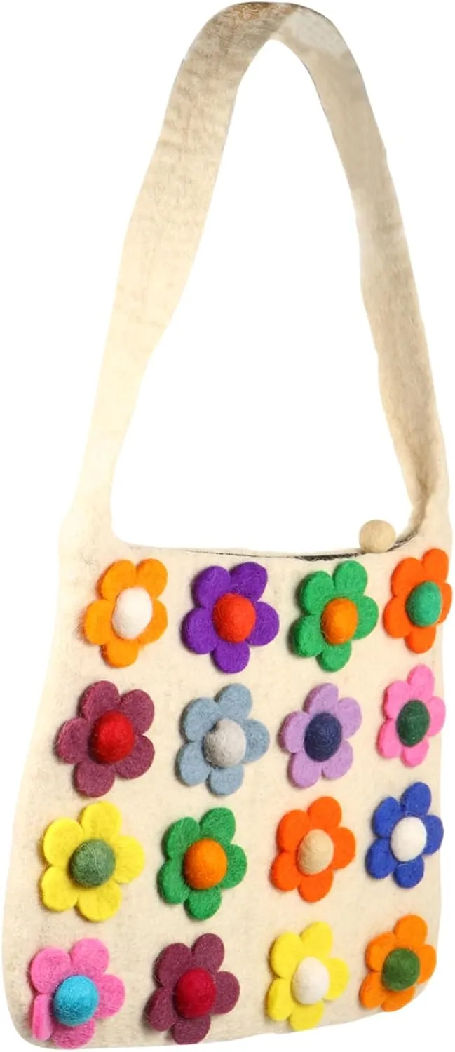 VALICLUD Felt Handbags Fashionable Shoulder Bag Lightweight for Women Outdoor Handbag Felt Tote Delicate Design Purse