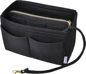 Vercord Felt Organizer Insert For Purse Handbag Tote Bag In Bag Inside Shaper Divider Neo Black Large