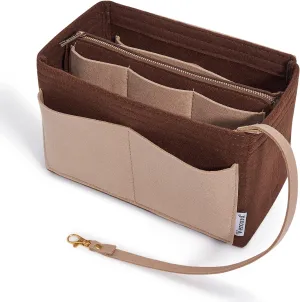 Vercord Felt Organizer Insert For Purse Handbag Tote Bag In Bag Inside Shaper Divider Neo Coffee & Beige Small