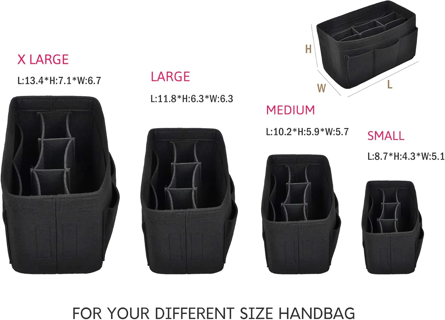 Vercord Felt Purse Organizer Handbag Insert Liner Shaper Bag in Bags for Speedy Neverfull Tote Black Medium