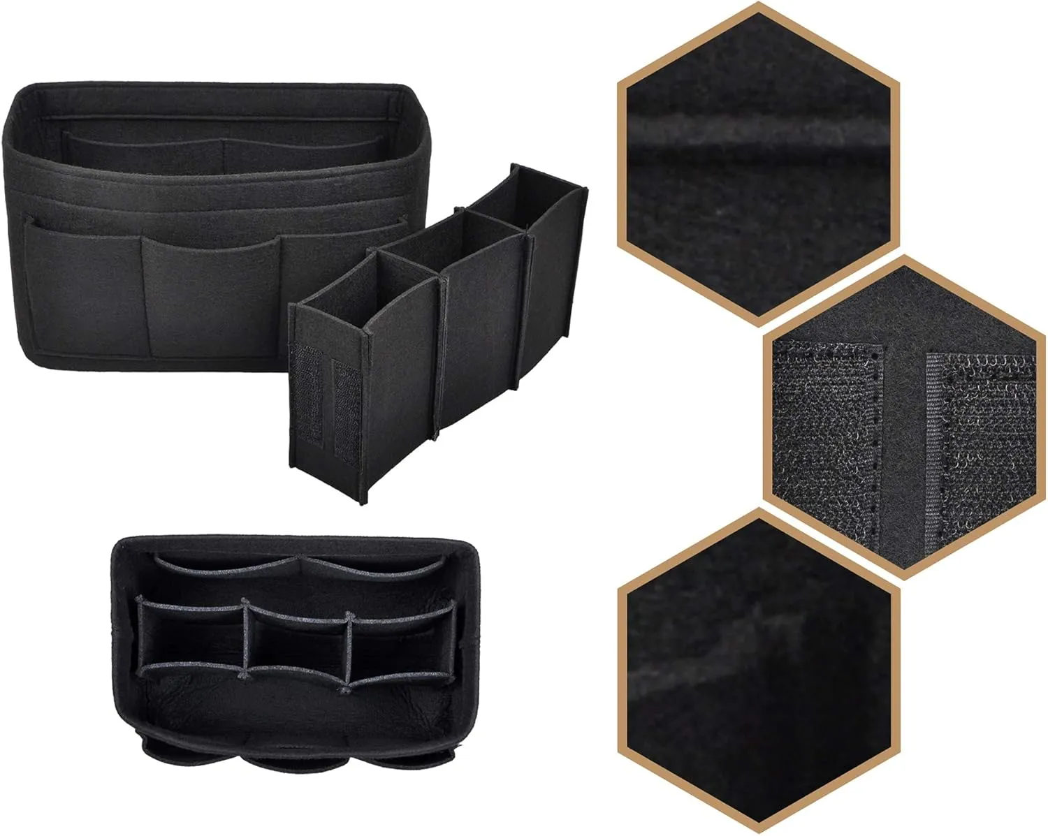 Vercord Felt Purse Organizer Handbag Insert Liner Shaper Bag in Bags for Speedy Neverfull Tote Black Medium
