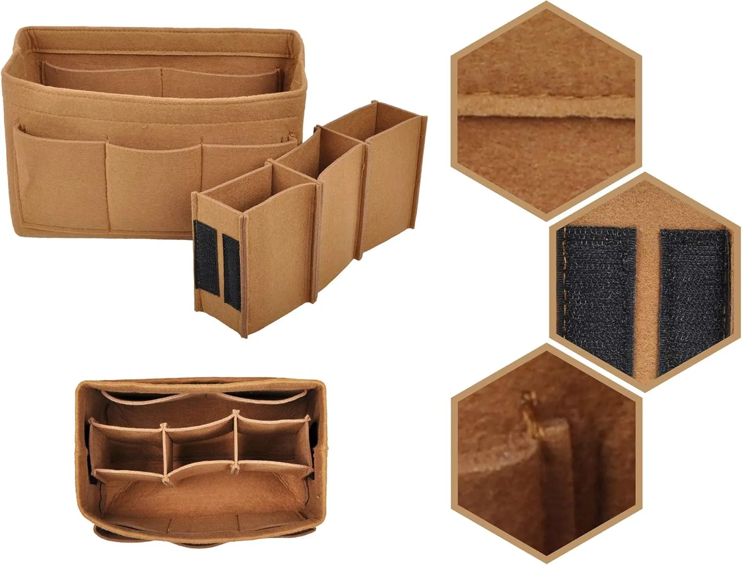 Vercord Felt Purse Organizer Handbag Insert Liner Shaper Bag in Bags for Speedy Neverfull Tote Brown Large