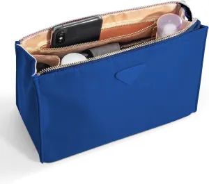 Vercord Nylon Purse Organizer Insert for Hangbags Comestic Storage Toiletry Kit Bag in Bag with Zipper Pocket Sapphire Blue M