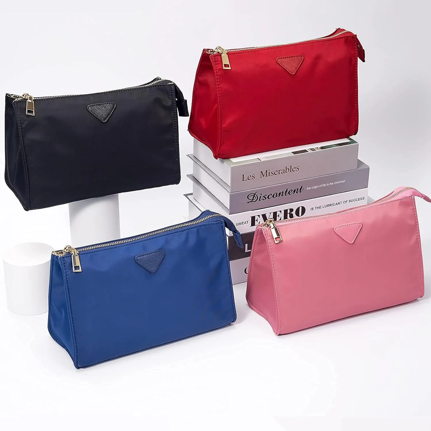 Vercord Nylon Purse Organizer Insert for Hangbags Comestic Storage Toiletry Kit Bag in Bag with Zipper Pocket Sapphire Blue M