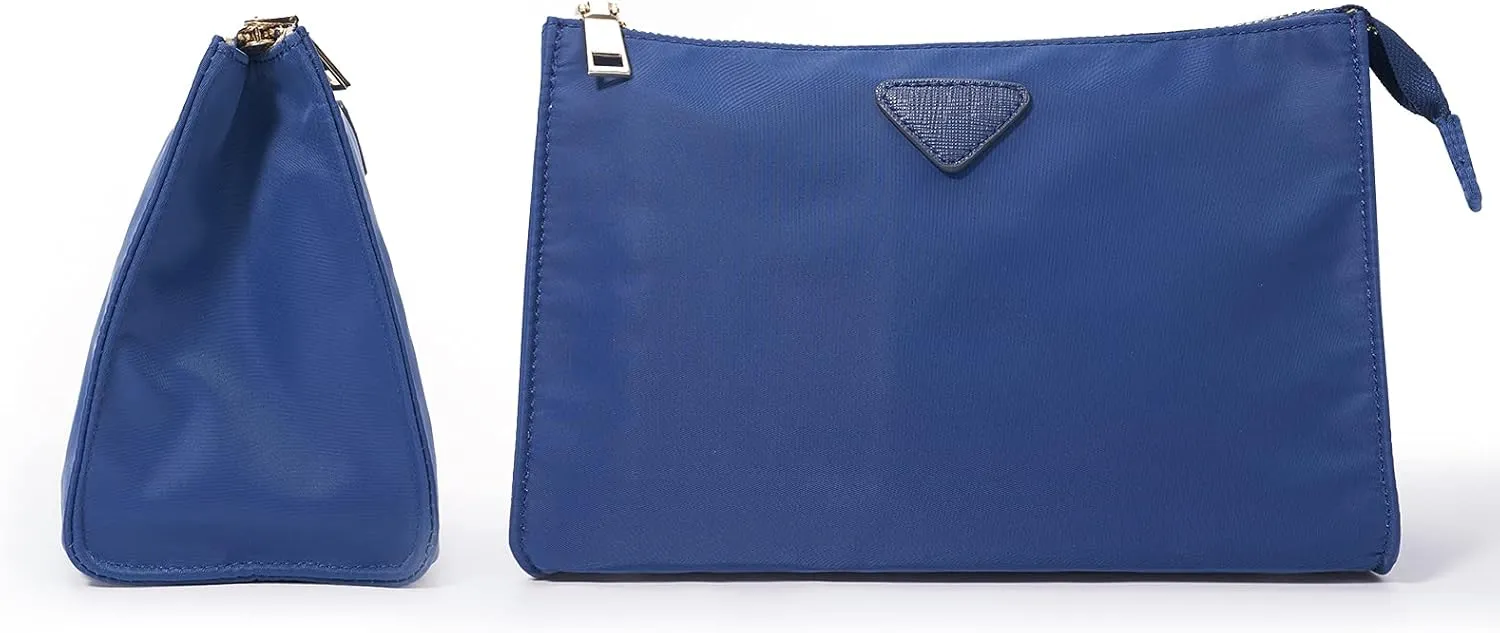 Vercord Nylon Purse Organizer Insert for Hangbags Comestic Storage Toiletry Kit Bag in Bag with Zipper Pocket Sapphire Blue M
