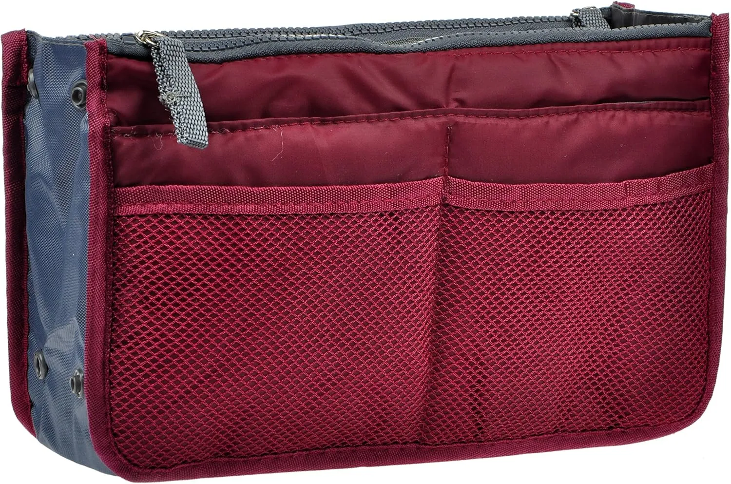 Vercord Purse Organizer Insert for Handbags Bag Organizers Inside Tote Pocketbook Women Nurse Nylon 13 Pockets Burgundy Medium