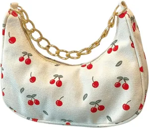 Verdusa Women's Floral Top Handle Hobo Bags Metal Chain Crescent Bag Handbags