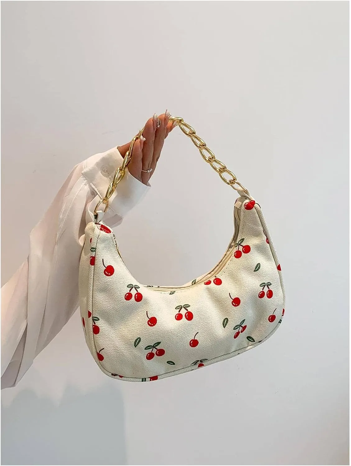 Verdusa Women's Floral Top Handle Hobo Bags Metal Chain Crescent Bag Handbags