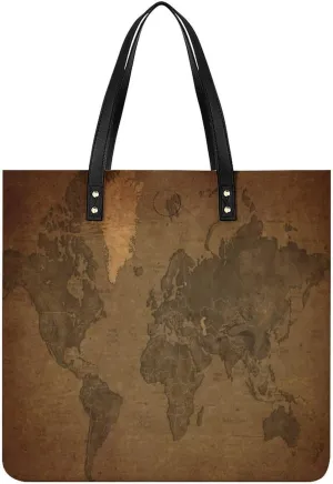 Vintage Maps of Andorras Leather Handbags Shoping Bag Women Large Capacity Beach Bag