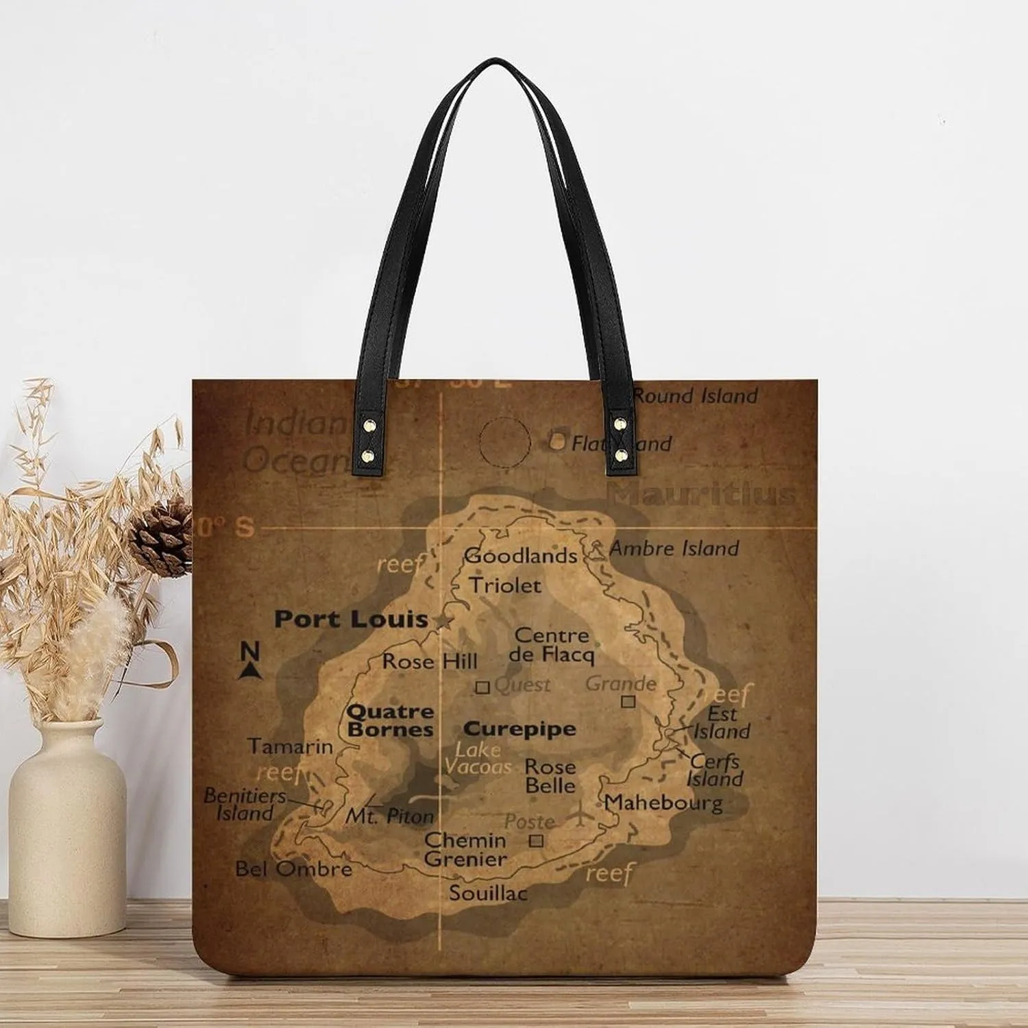 Vintage Maps of of Iran Leather Handbags Shoping Bag Women Large Capacity Beach Bag
