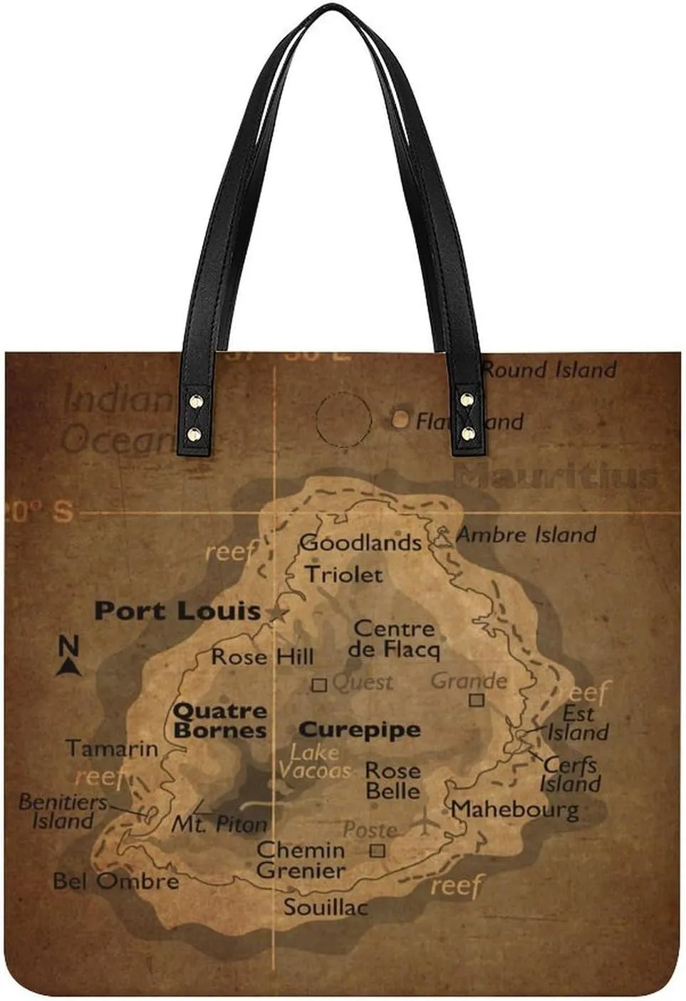 Vintage Maps of of Iran Leather Handbags Shoping Bag Women Large Capacity Beach Bag