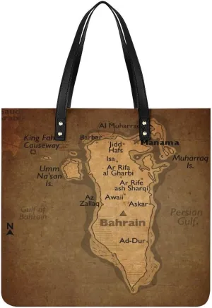Vintage Maps of Portugal Leather Handbags Shoping Bag Women Large Capacity Beach Bag