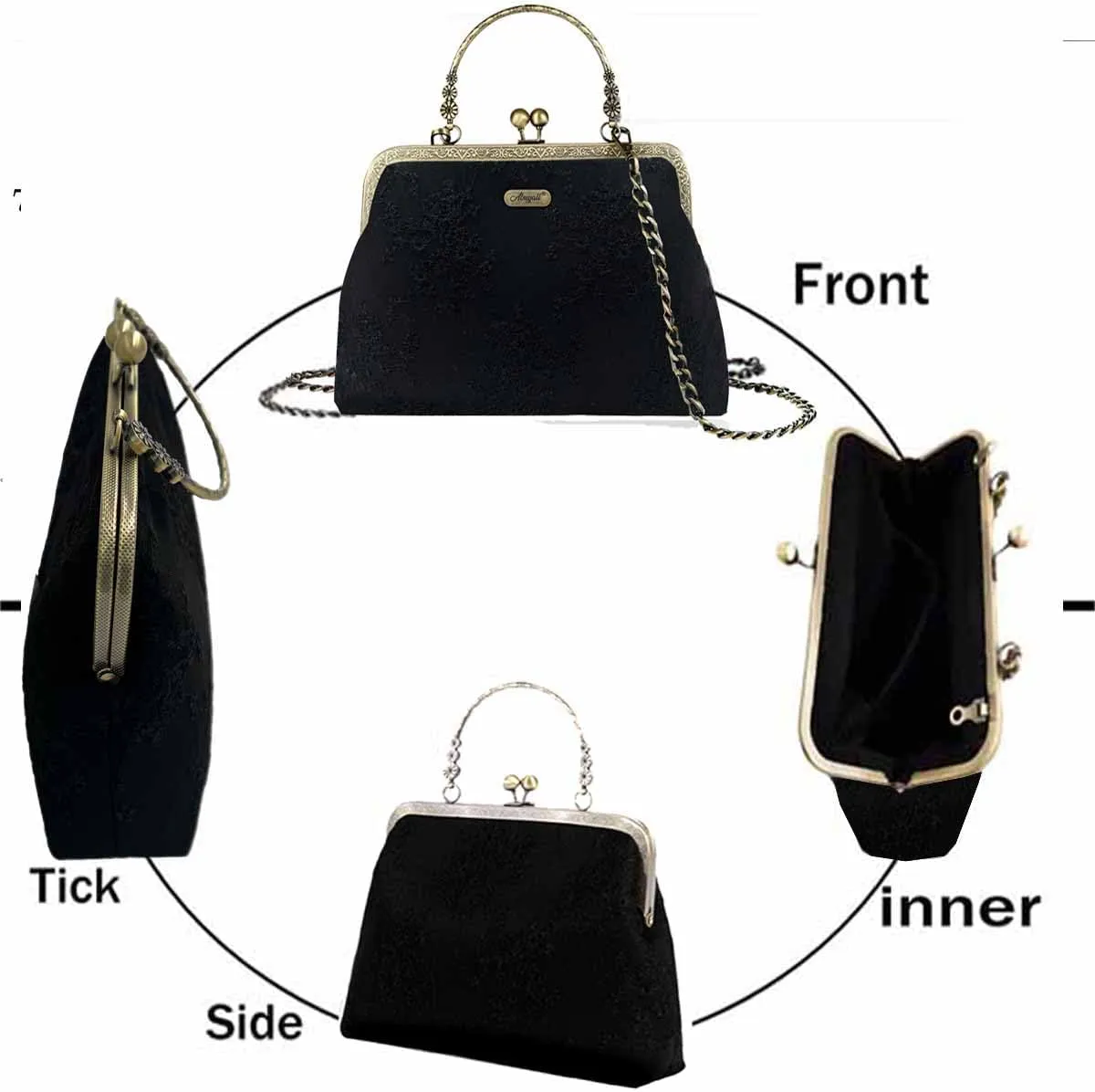 Vintage Purse Kiss Lock Purses and Handbags Floral Vacation Women Top Handle Handbag