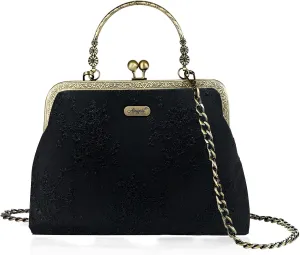 Vintage Purse Kiss Lock Purses and Handbags Floral Vacation Women Top Handle Handbag