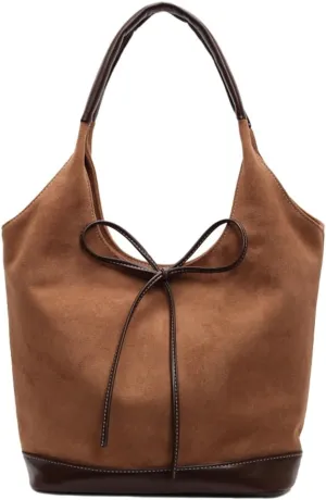 Vintage Suede Tote Purse for Women Large Shoulder Bag Y2k Working Handbags Top Handle Satchel 2size