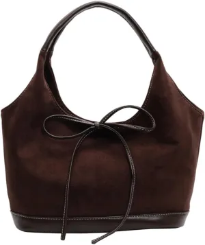 Vintage Suede Tote Purse for Women Large Shoulder Bag Y2k Working Handbags Top Handle Satchel 2size