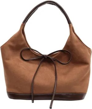 Vintage Suede Tote Purse for Women Large Shoulder Bag Y2k Working Handbags Top Handle Satchel 2size