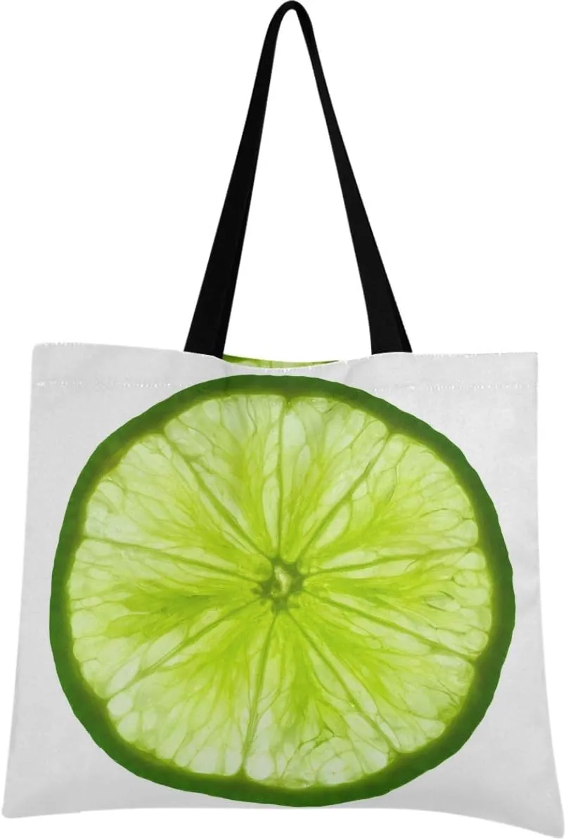 visesunny Women's Large Canvas Tote Shoulder Bag Fresh Lemon Lime Top Storage Handle Shopping Bag Casual Reusable Tote Bag for Beach,Travel,Groceries,Books
