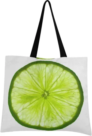 visesunny Women's Large Canvas Tote Shoulder Bag Fresh Lemon Lime Top Storage Handle Shopping Bag Casual Reusable Tote Bag for Beach,Travel,Groceries,Books