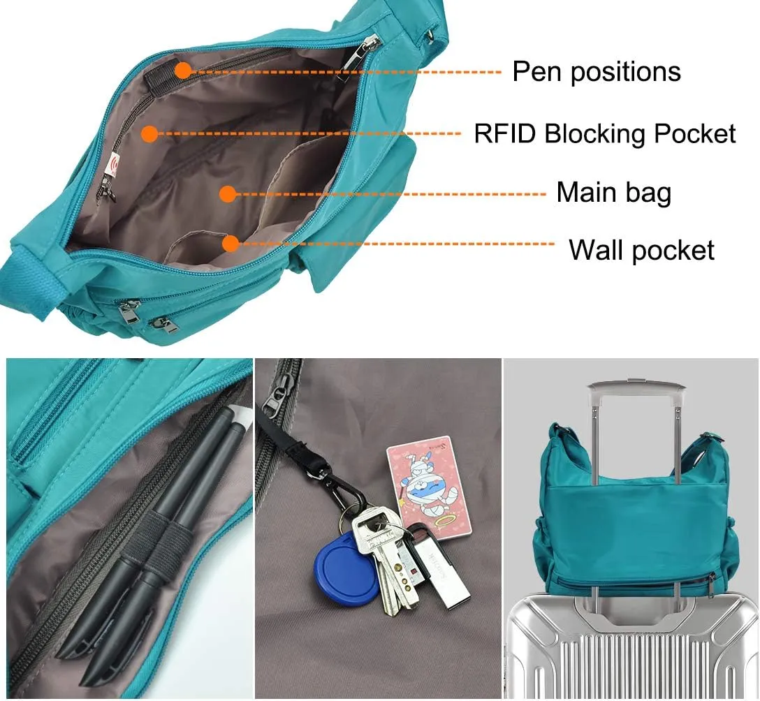 VOLGANIK ROCK Crossbody Bags for Women RFID Lightweight Travel Shoulder Bag Waterproof Nylon purses and handbags Pocketbook