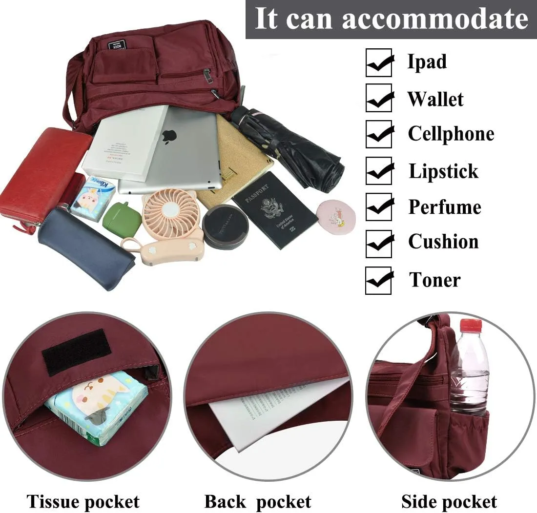VOLGANIK ROCK Crossbody Bags for Women RFID Lightweight Travel Shoulder Bag Waterproof Nylon purses and handbags Pocketbook