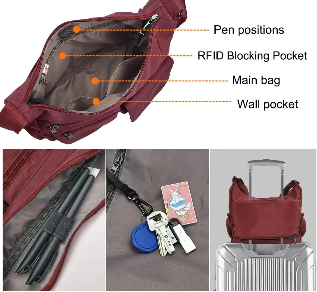 VOLGANIK ROCK Crossbody Bags for Women RFID Lightweight Travel Shoulder Bag Waterproof Nylon purses and handbags Pocketbook
