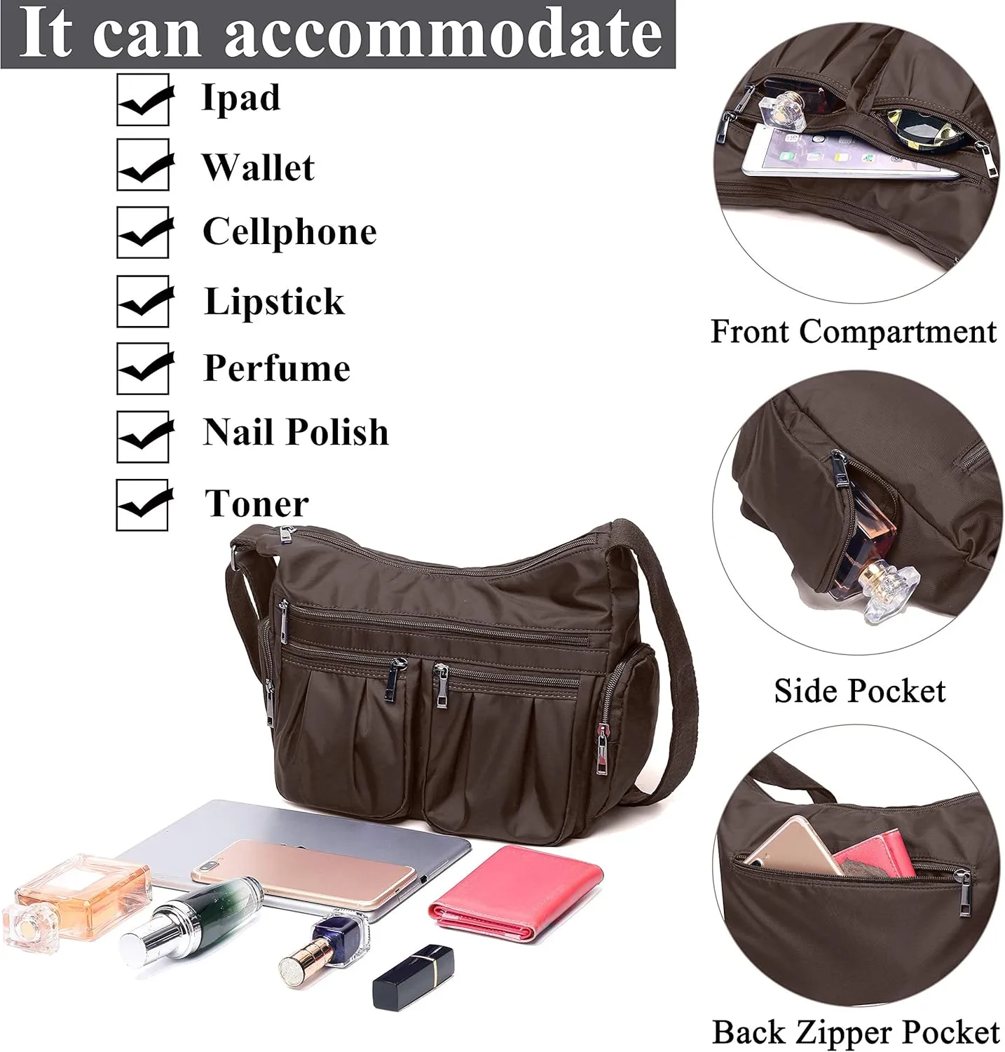 VOLGANIK ROCK Crossbody Purses for Women Shoulder Handbags Lightweight Waterproof Nylon Travel Bag Ladies Pocketbooks