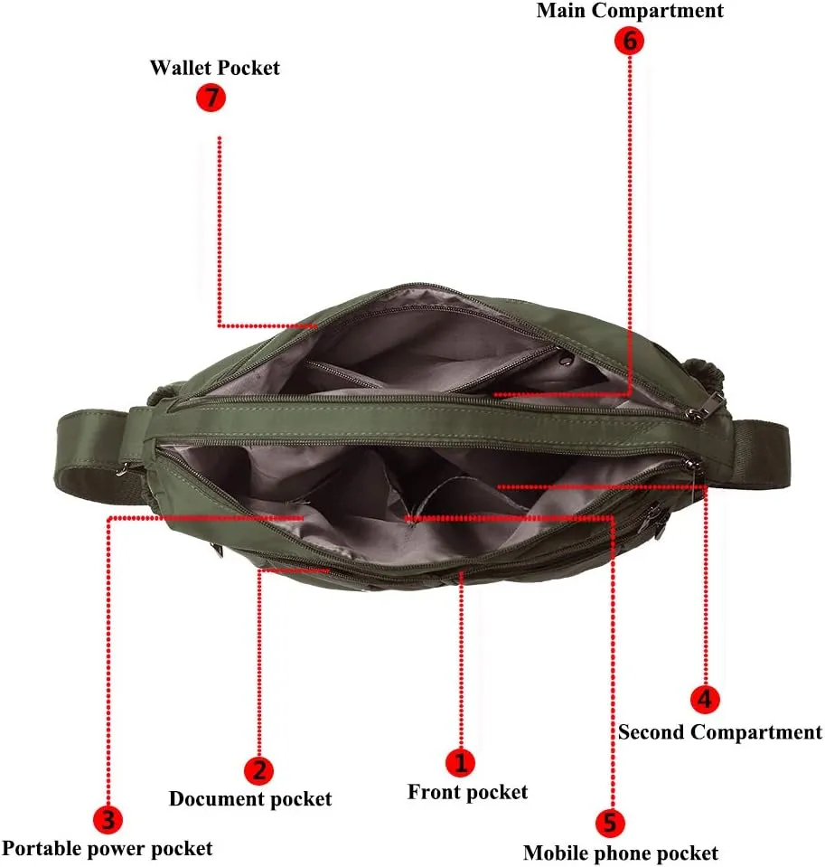 VOLGANIK ROCK Crossbody Purses for Women Shoulder Handbags Lightweight Waterproof Nylon Travel Bag Ladies Pocketbooks