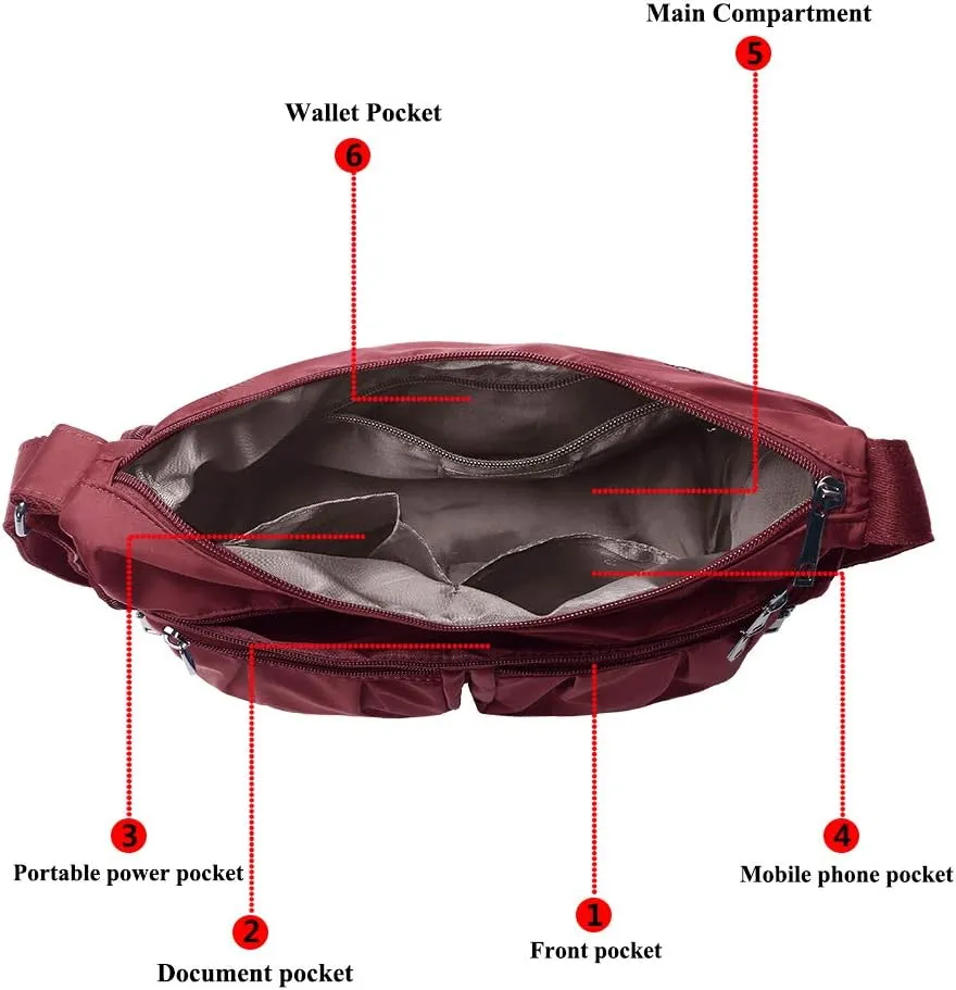 VOLGANIK ROCK Crossbody Purses for Women Shoulder Handbags Lightweight Waterproof Nylon Travel Bag Ladies Pocketbooks