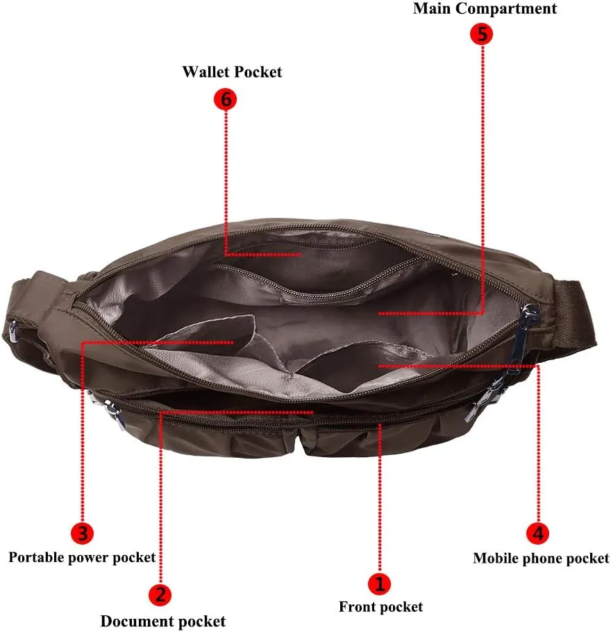 VOLGANIK ROCK Crossbody Purses for Women Shoulder Handbags Lightweight Waterproof Nylon Travel Bag Ladies Pocketbooks