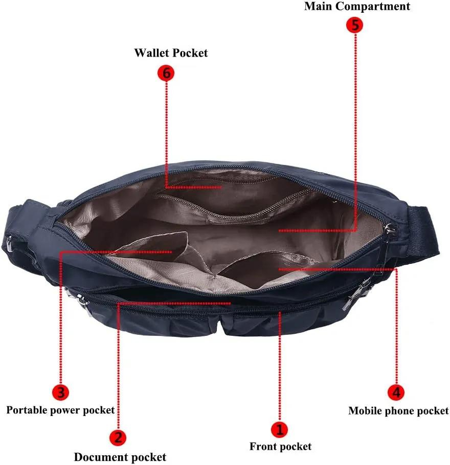 VOLGANIK ROCK Crossbody Purses for Women Shoulder Handbags Lightweight Waterproof Nylon Travel Bag Ladies Pocketbooks