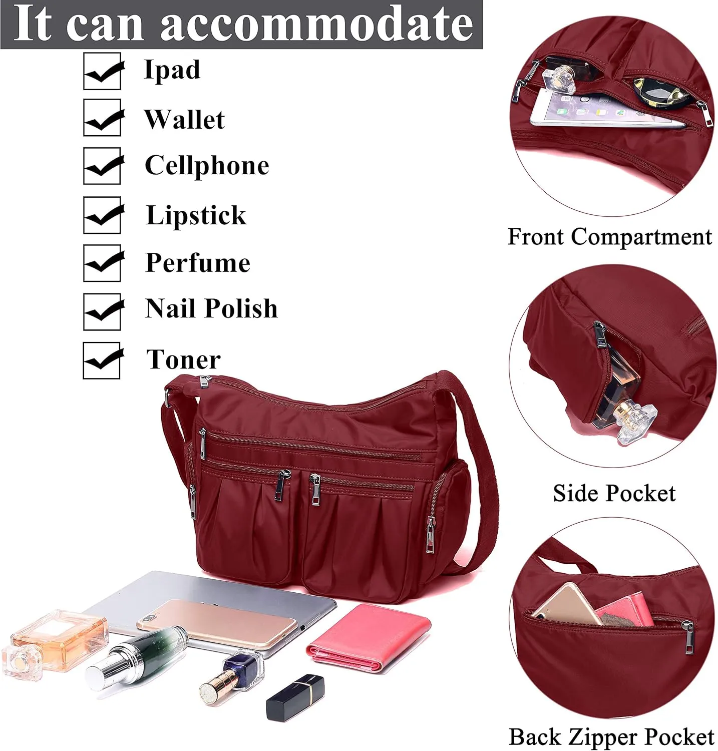 VOLGANIK ROCK Crossbody Purses for Women Shoulder Handbags Lightweight Waterproof Nylon Travel Bag Ladies Pocketbooks