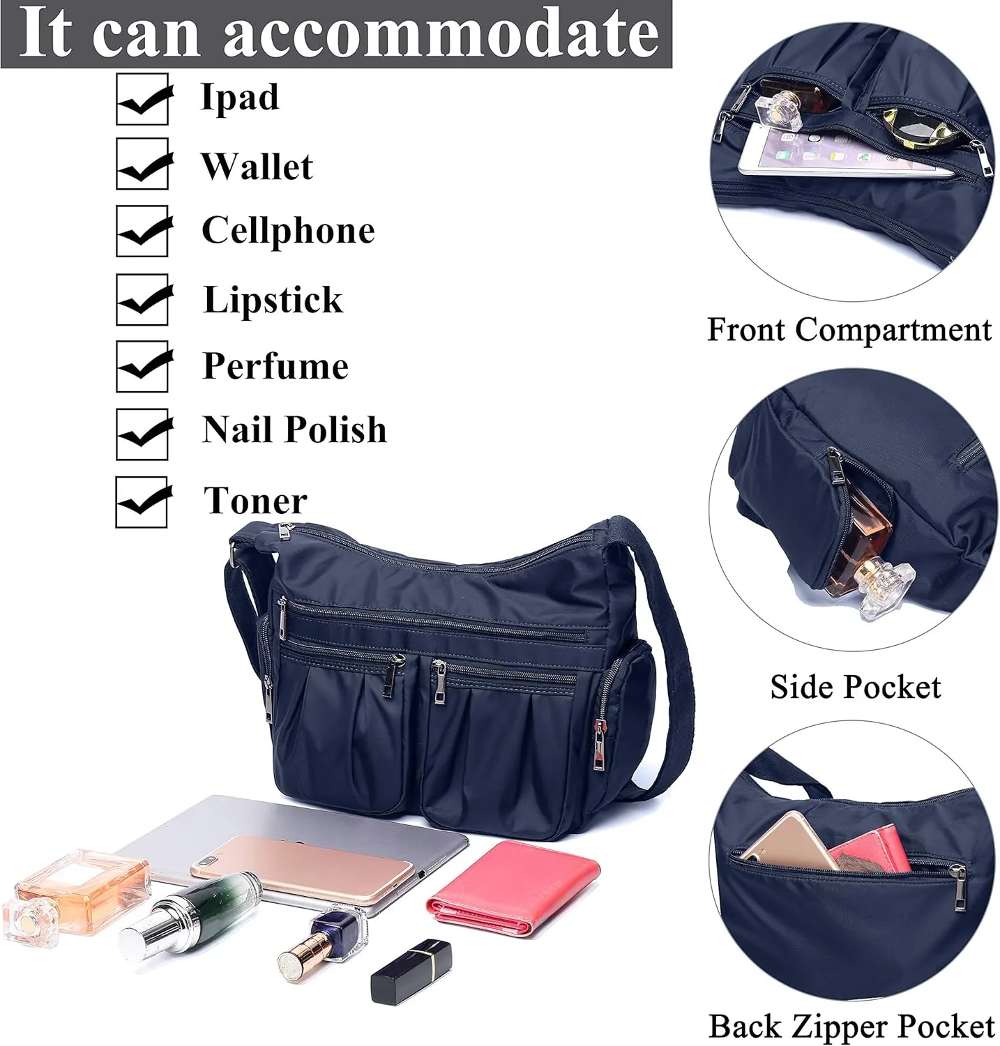 VOLGANIK ROCK Crossbody Purses for Women Shoulder Handbags Lightweight Waterproof Nylon Travel Bag Ladies Pocketbooks