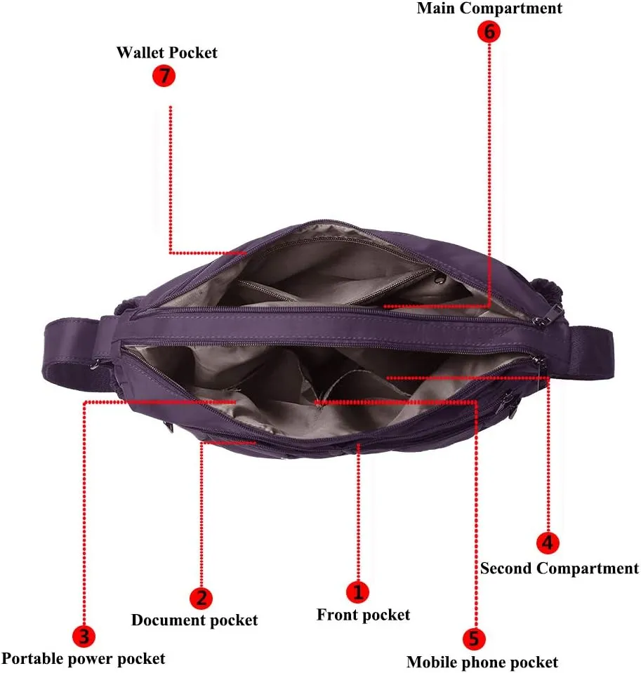 VOLGANIK ROCK Crossbody Purses for Women Shoulder Handbags Lightweight Waterproof Nylon Travel Bag Ladies Pocketbooks