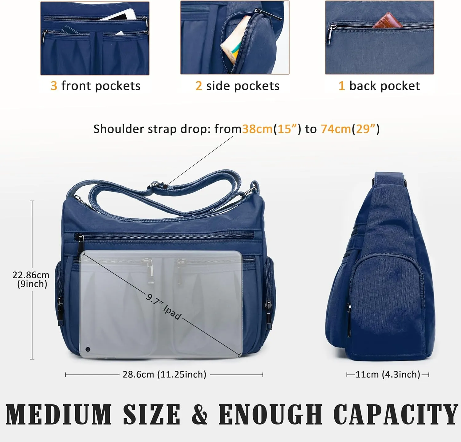 VOLGANIK ROCK Crossbody Purses for Women Shoulder Handbags Lightweight Waterproof Nylon Travel Bag Ladies Pocketbooks