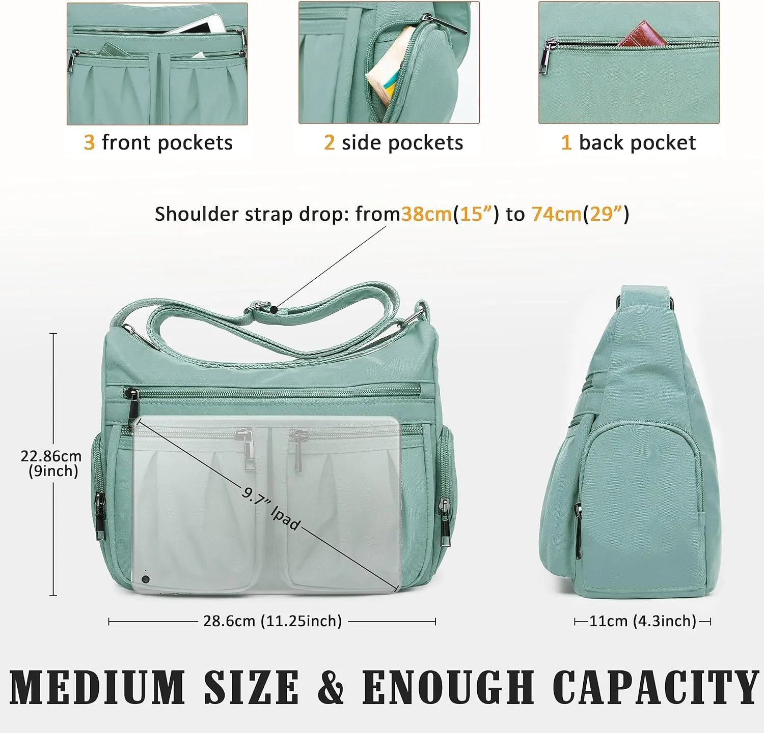 VOLGANIK ROCK Crossbody Purses for Women Shoulder Handbags Lightweight Waterproof Nylon Travel Bag Ladies Pocketbooks
