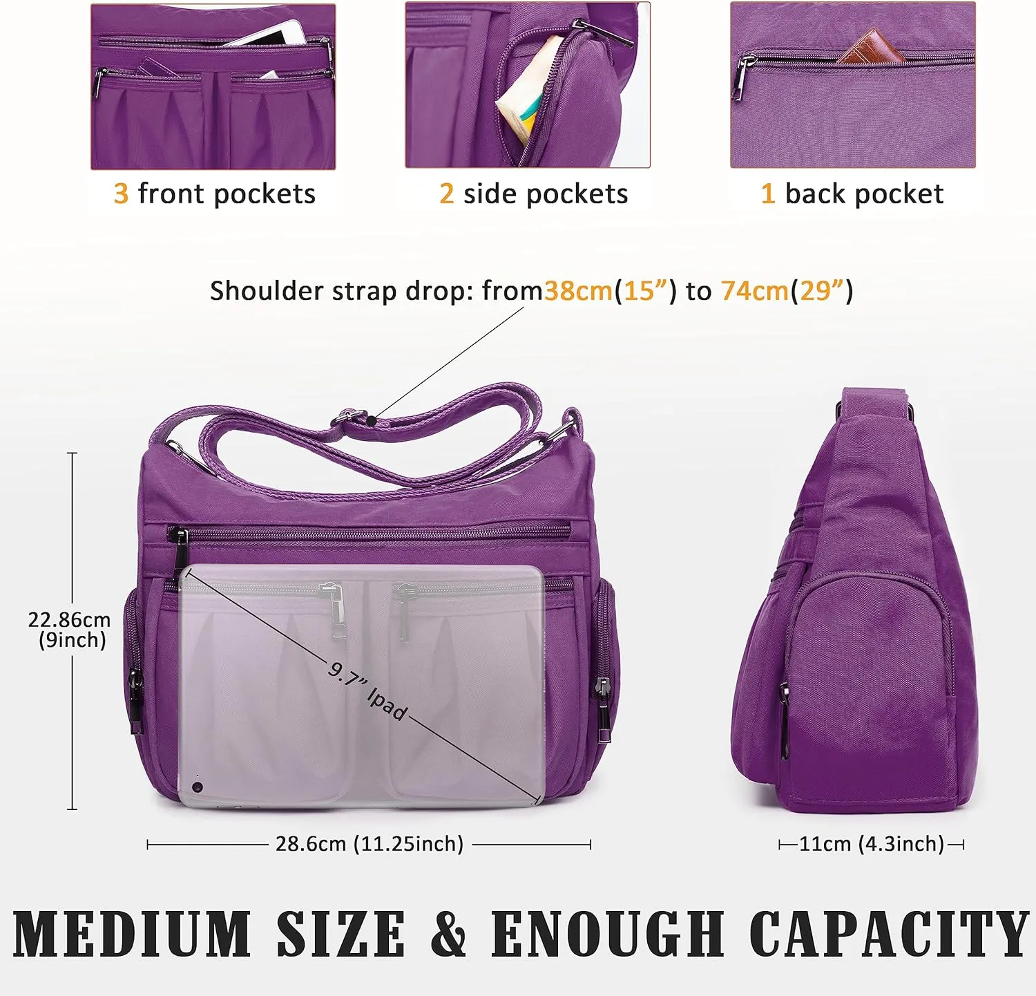 VOLGANIK ROCK Crossbody Purses for Women Shoulder Handbags Lightweight Waterproof Nylon Travel Bag Ladies Pocketbooks